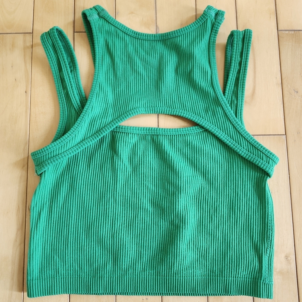Garage Vibrant Green Ribbed Crop Top - Picture 2 of 3